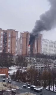 Пожар в Подольске — горит квартира 16.03.2023